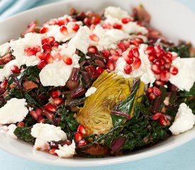 Beet Green, Artichoke Hearts and Pomegranate Salad  