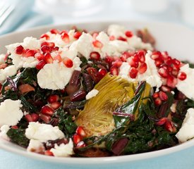 Beet Green, Artichoke Hearts and Pomegranate Salad  