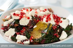 Beet Green, Artichoke Hearts and Pomegranate Salad  