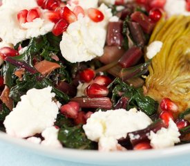 Beet Green, Artichoke Hearts and Pomegranate Salad  