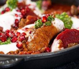 Beets, Chorizo and Pomegranate Braise with Cilantro Salsa