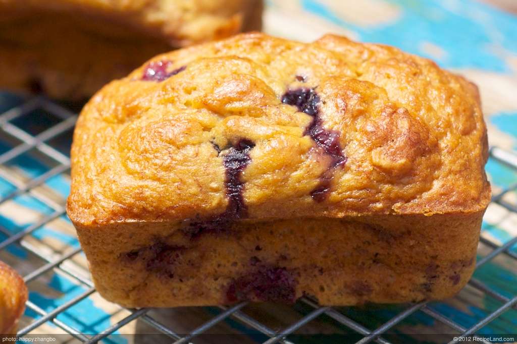 Applesauce Blueberry Banana Bread recipe