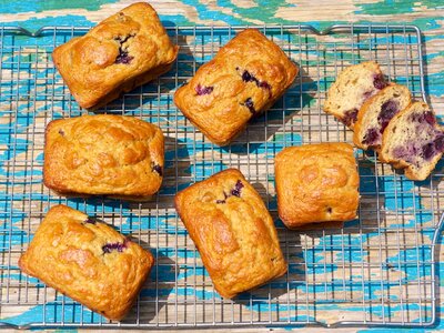 Applesauce Blueberry Banana Bread