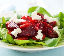 Roasted Beet and Carrot Salad with Arugula and Light Vinaigrete