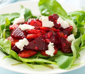 Roasted Beet and Carrot Salad with Arugula and Light Vinaigrete