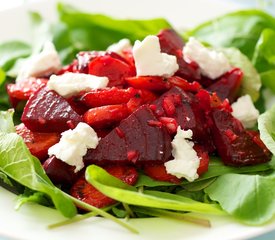 Roasted Beet and Carrot Salad with Arugula and Light Vinaigrete