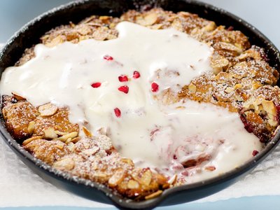 Rhubarb and Pomegranate Cobbler