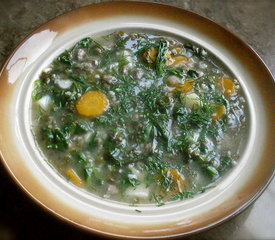 Green Barley Soup with Sorrel and Spinach