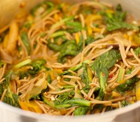 Soba Noodles, Mushroom and Tatsoi with Sweet-Sour Cucumber