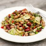 Three Bean Salad with Sweet Bell Peppers and Artichoke Hearts