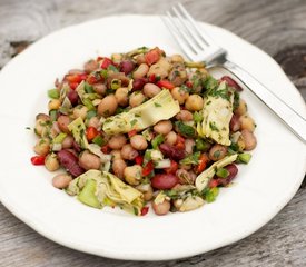 Three Bean Salad with Sweet Bell Peppers and Artichoke Hearts