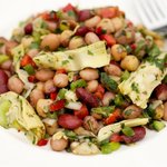 Three Bean Salad with Sweet Bell Peppers and Artichoke Hearts