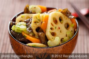 Lotus Root and Wood Ear Salad with Soy-Ginger Dressing