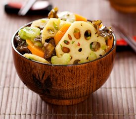 Lotus Root and Wood Ear Salad with Soy-Ginger Dressing