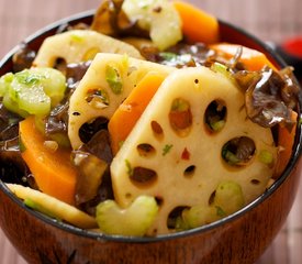 Lotus Root and Wood Ear Salad with Soy-Ginger Dressing