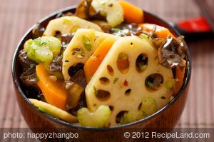Lotus Root and Wood Ear Salad with Soy-Ginger Dressing