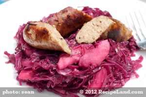 Octoberfest Braised Red Cabbage with Bratwurst