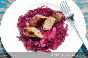 Octoberfest Braised Red Cabbage with Bratwurst recipe