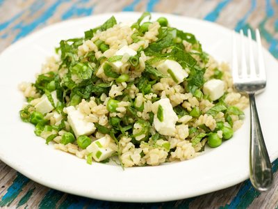 Minted Peas and Rice with Feta