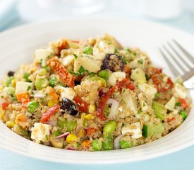 Quinoa and Edamame Salad with Sun-Dried Tomato and Olives