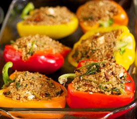 Quinoa, Spinach and Hazelnuts Stuffed Peppers