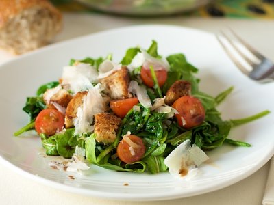 Warm Arugula Bread Salad