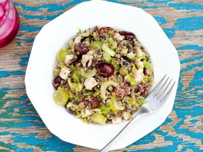 Quinoa, Wild Rice Salad with Cherry and Grapes