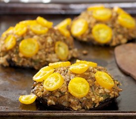 Cashews, Lentils and Brown Rice Stuffed Portobello Mushrooms