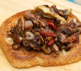 Cheesy Caramelized Mushroom and Sun-Dried Tomato on Toast