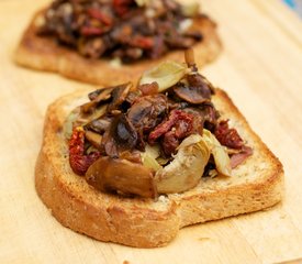 Cheesy Caramelized Mushroom and Sun-Dried Tomato on Toast