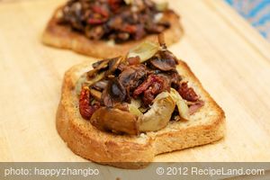 Cheesy Caramelized Mushroom and Sun-Dried Tomato on Toast
