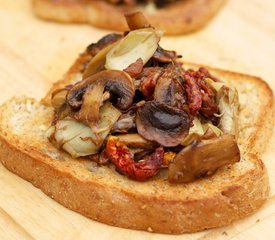 Cheesy Caramelized Mushroom and Sun-Dried Tomato on Toast