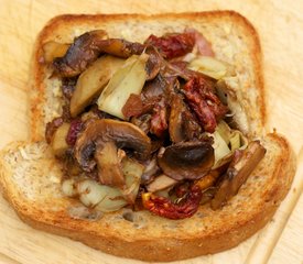 Cheesy Caramelized Mushroom and Sun-Dried Tomato on Toast