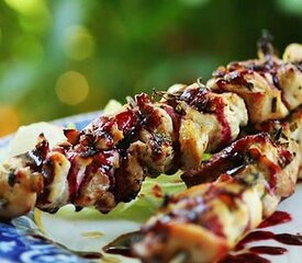 Rosemary Chicken Skewers with Berry Sauce