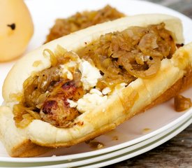 BBQ Sausage with Fennel Jam and Pickled Pears