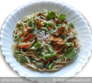 Chow Mein in Chanterelle Sauce with Fresh Herbs