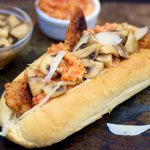 Chorizo Sausages with Pickled Mushrooms and Romesco Sauce