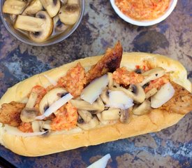 Chorizo Sausages with Pickled Mushrooms and Romesco Sauce