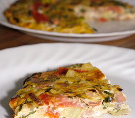 Basil-Mint Zucchini and Cherry Tomato Frittata with Goat Cheese