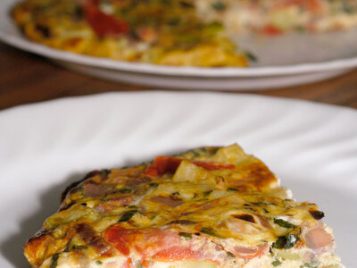 Basil-Mint Zucchini and Cherry Tomato Frittata with Goat Cheese