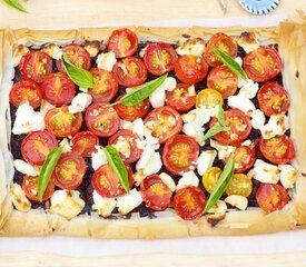 Cherry Tomato, Caramelized Onion, and Goat Cheese Phyllo Tart