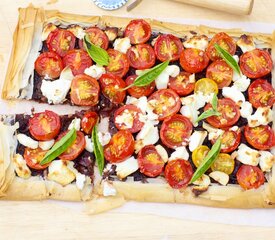 Cherry Tomato, Caramelized Onion, and Goat Cheese Phyllo Tart