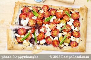 Cherry Tomato, Caramelized Onion, and Goat Cheese Phyllo Tart