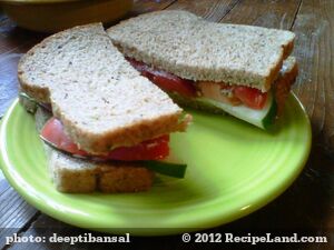 Simple Cucumber and Tomatoes sandwich recipe
