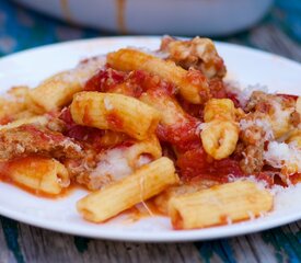 Double-Cheese Rigatoni with Sausage and Hot Cherry Peppers For Two