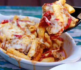 Double-Cheese Rigatoni with Sausage and Hot Cherry Peppers For Two