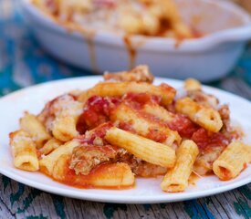 Double-Cheese Rigatoni with Sausage and Hot Cherry Peppers For Two