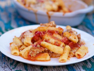 Double-Cheese Rigatoni with Sausage and Hot Cherry Peppers For Two