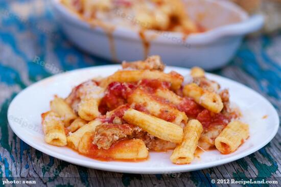 Double-Cheese Rigatoni with Sausage and Hot Cherry Peppers For Two