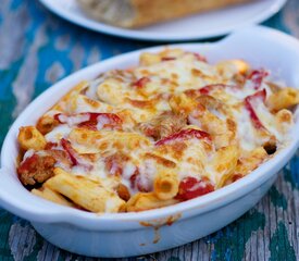 Double-Cheese Rigatoni with Sausage and Hot Cherry Peppers For Two